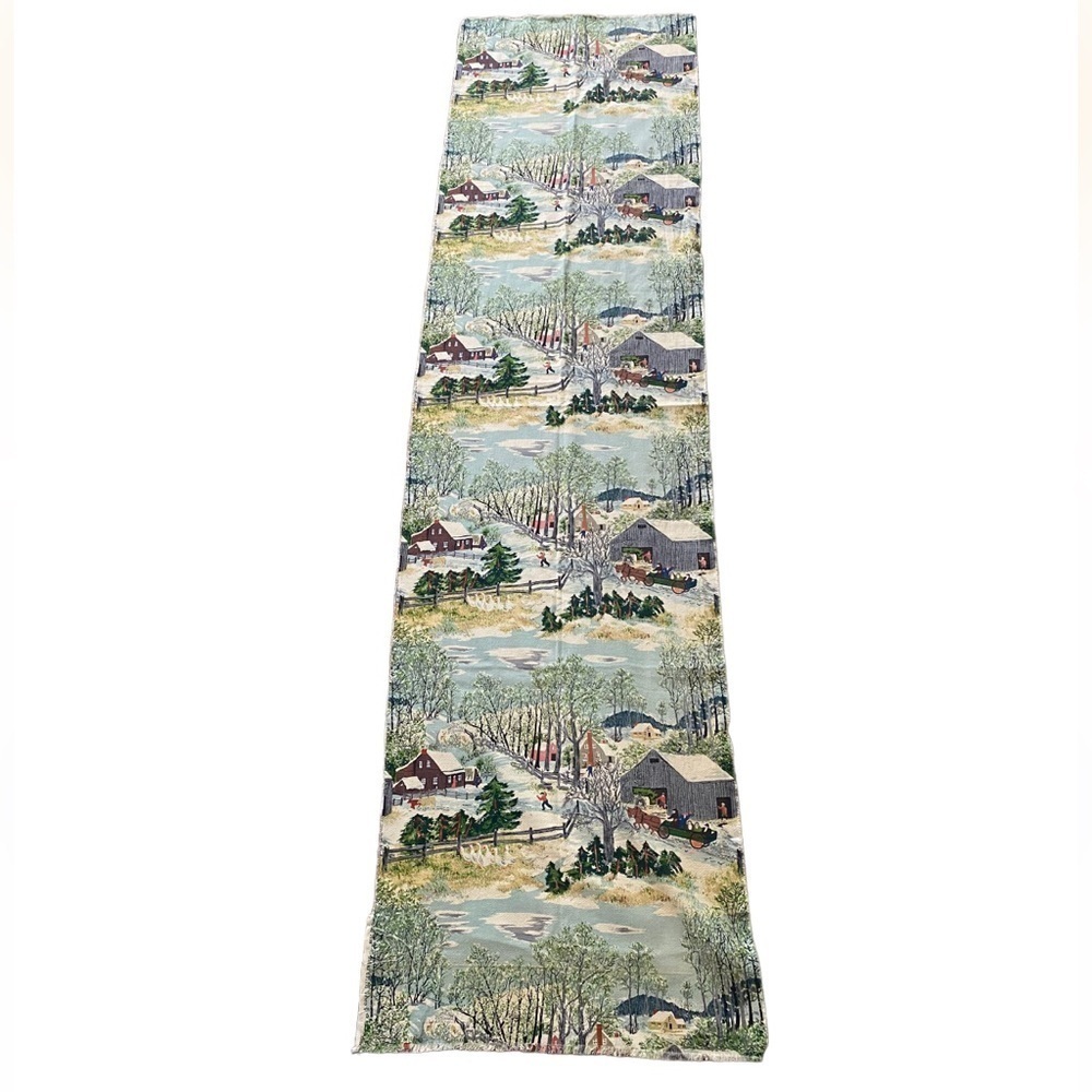 Vintage 1960s GRANDMA MOSES EARLY SPRINGTIME ON THE FARM FABRIC